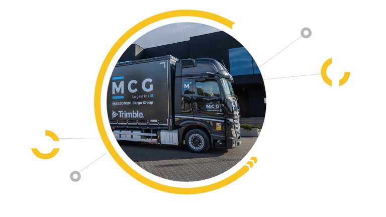 a truck with MCG Logistics logo a truck with MCG Logistics logo