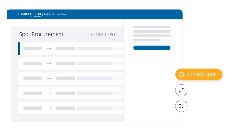 Get direct access to available spot transports from your network