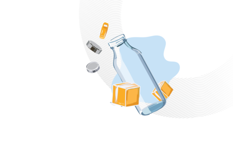 Transporeon themed milk bottle and grocery items
