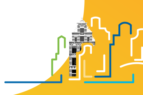 Transporeon Summit 2025 graphics with Amsterdam buildings outline