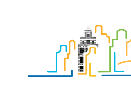 Transporeon Summit 2025 graphics with Amsterdam buildings outline