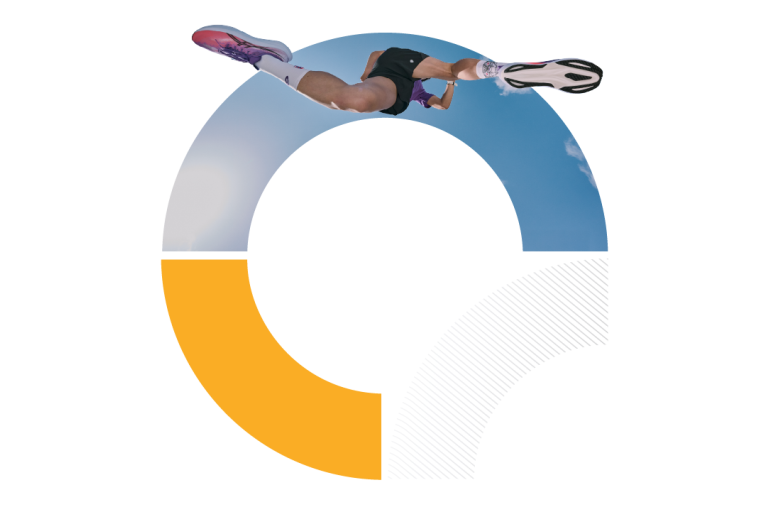 An athlete is mid-air during a jump