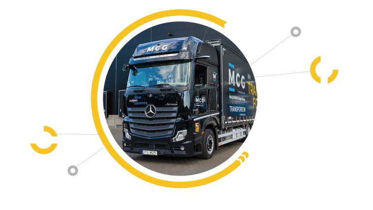 Ciężarówka z logo firmy MCG Logistics