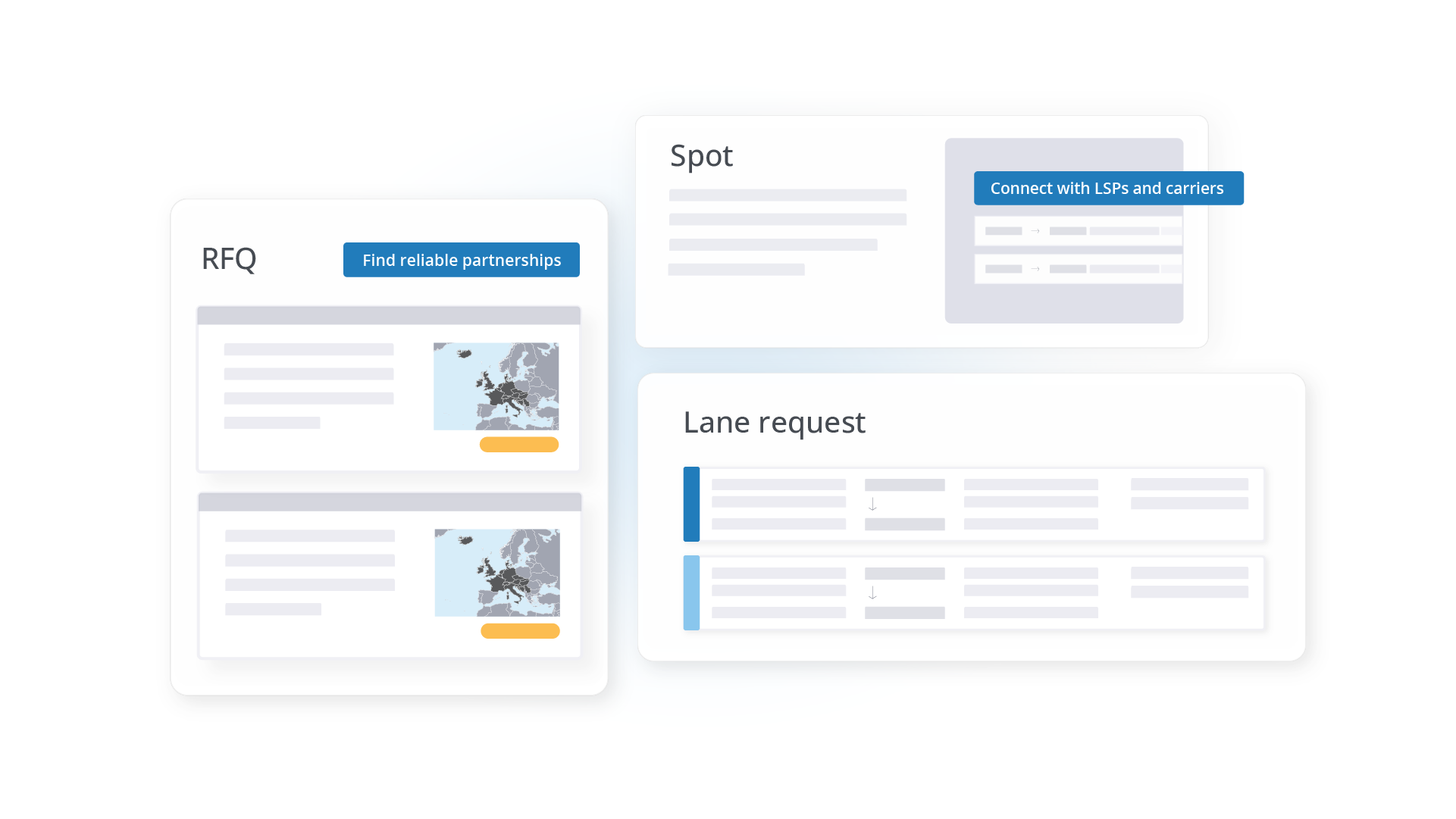 Interface of the Spot Shipment Creator showing address fields for loading and unloading with a yellow "Publish Tender" button.