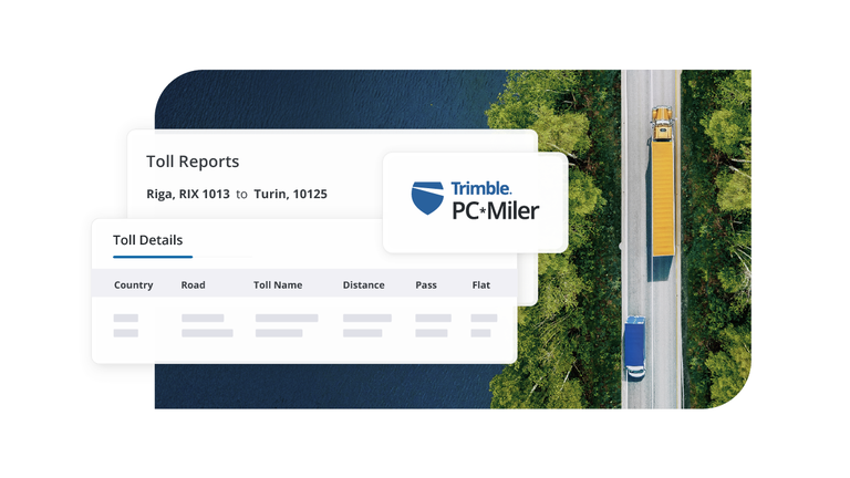 Trimble PC*Miler QuickBatch interface showing uploaded origin and destination pairs for freight route calculations