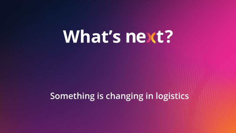 Trimble NEXT teaser thumbnail reading "Something is changing in logistics" on gradient background