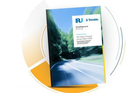 IRU and Trimble report cover for Decarbonizing Road Transport Report 2026