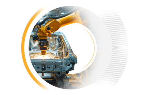 Robotic arm welding automotive parts for advanced manufacturing and transportation technology innovation